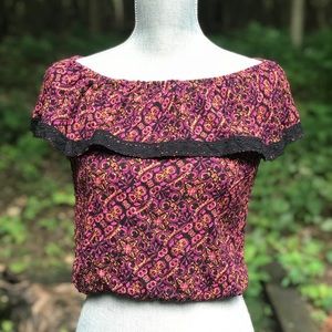 Printed Crop Top with Ruffle
